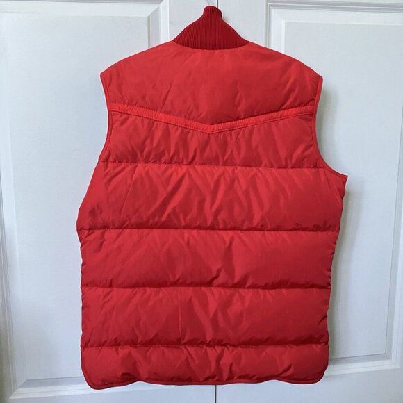 Vintage Swan Brand Quilted Vest Mens L Reversible Down Filled Zip Snap Puffer - Picture 5 of 8